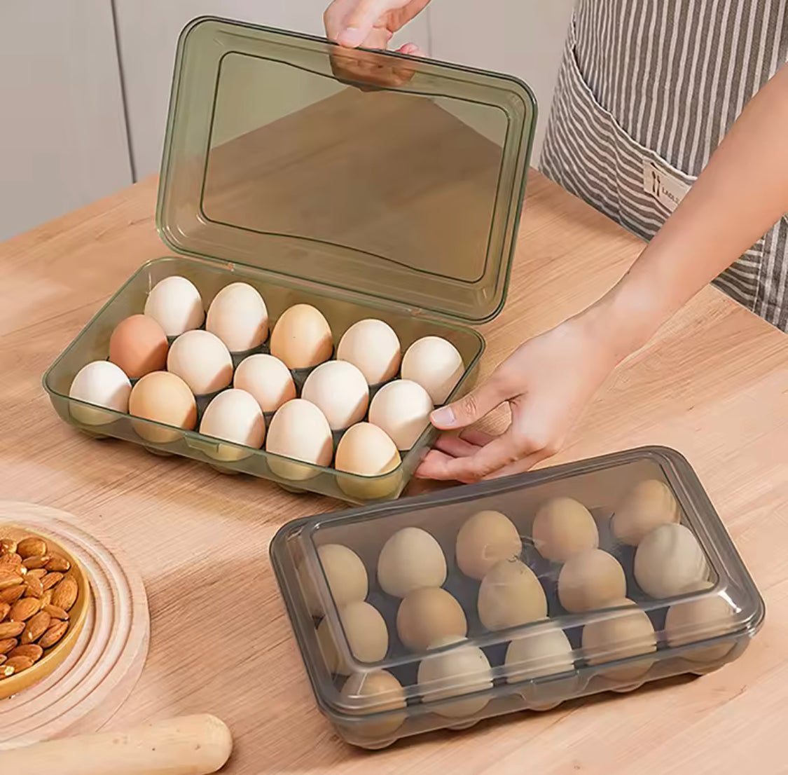 15 Grids Egg Storage Box, Refrigerator Egg Organizer, Egg Storage Tray, Portable Eggs Dispenser