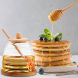 Glass Honey Pot With Spoon, Honey Jar With Wooden Lid, Solid Glass Honeycomb Tank, Honey Pot Dispenser With Lid