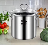 3.5L Deep Fryer Pot With Glass Lid, Stainless Steel Frying Pot With Mesh Steamer Basket, Kitchen Tools