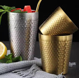 Stainless Steel Hammered Texture Glass, Double Wall Bevarage Glass, Drinkware Party Glass