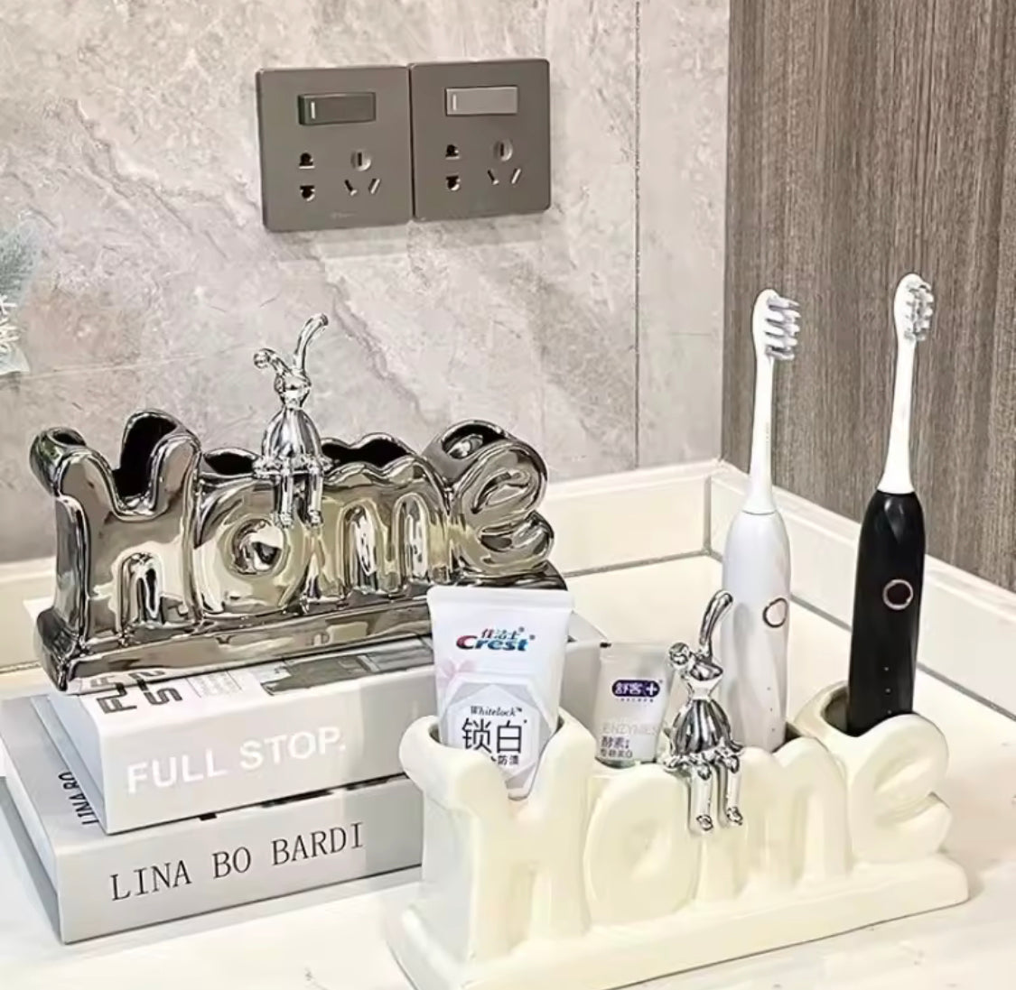 Rabbit Decor Home Style Toothbrush Storage Holder, Bathroom Shelf Toothbrush Storage Rack, Family Bath Toothpaste Storage Rack