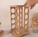 Rotatable Wooden Spice Rack With Jars, Multi Layers Square Shape Seasoning Bottle Storage Rack, Seasoning Bottles Condiment Jars, Kitchen Storage Organizer