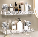 Suction Cup Bathroom Shelf, Wall Mounted Bathroom Storage Organizer, Transparent Bathroom Storage Rack