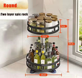 360° Rotation Spice Rack Organizer, Multi Layer Carbon Steel Kitchen Storage Rack, Non Skid Base Kitchen Storage Rack
