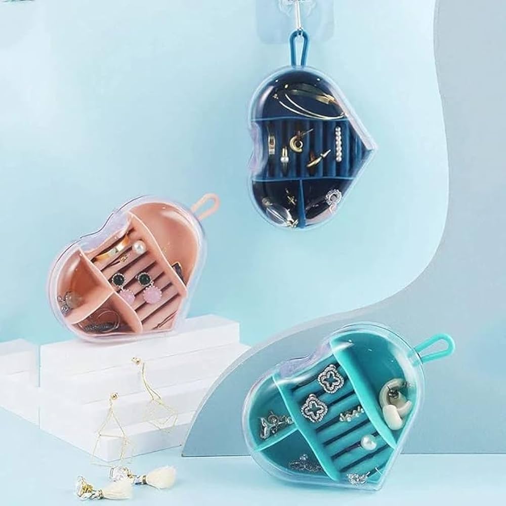 Creative Heart Shape Jewelry Box, Cute Mini Jewelry Organizer, Small Jewelry Case For Travel, Mini Jewelry Case For Earrings and Rings
