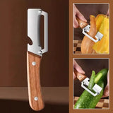 2 In 1 Stainless Steel Peeler With Wooden Handle, Multifunction Vegetable Peeler, Fruit Knife With Bottle Opener, Kitchen Tool