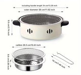 Portable Barbecue Stove With Coal Grill, Tabletop BBQ Grill Pan, Round Non Stick Barbecue Rack, Outdoor Camping Barbecue Stove, Korean Charcoal Stove, Stainless Steel Split Barbecue Grill