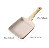 Square Ceramic Frying Pan, Durable Stone Frying Pan, Wooden Handle Square Frying Pan, Omelette Non Stick Fry Egg Kitchen Breakfast Maker, Square Thick Frying Tool, Anti Slip Tamagoyaki Pan, Square Egg Pan, Daily Cookware Gadget, Home Kitchen Items