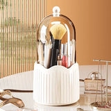 Wave Makeup Brush Organizer, Starry 360° Rotating Makeup Organizer, Cosmetic Organizer Bucket with Visible Cover, Desktop Makeup Brush Storage Bucket, Multifunctional Desktop Stationary Organizer, Dustproof Rotating Makeup Brush Holder