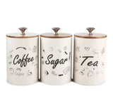 3pcs Coffee Tea And Sugar Jar With Lid, Moisture Proof Kitchen Storage Airtight Cans, Coffee Beans Tea Snacks Sealed Container, Seasoning Bottle Spice Jars, Stainless Steel Kitchen Storage Pots