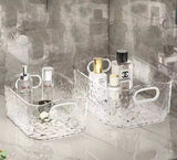 Acrylics Makeup Storage Organizer, Makeup Organizer Basket With Handle, Transparent Bathroom Storage Organizer