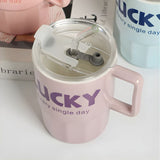 380ml Insulated Cup With Straw, Vacuum Insulated Coffee Mug with Straw, Double Wall Vacuum Tumbler, Stainless Steel Coffee Tumbler