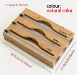 Wall Mounted Bamboo Foil Cling Film Cutter, Foil Dispenser With Cutter, Kitchen Wrap Dispenser, Kitchen Organization, Bamboo Plastic Film Cutter, Wall Film Dispenser