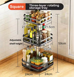 Rotating Countertop Spice Rack, Multipurpose Seasoning Spice Tray, Rotatable Spice Bottle Shelf Organizer