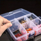 6 Compartment Transparent Plastic Box, Adjustable Plastic Storage Box, Multiple Compartments Jewelry Box