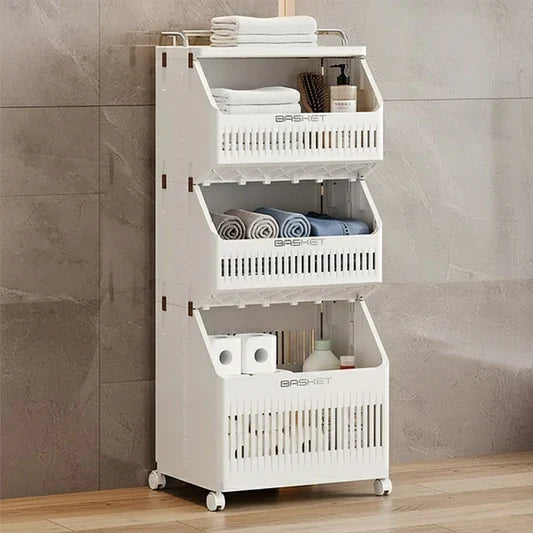 Multi Layer Laundry Basket, Multifunctional Trolley For Kitchen And Bathroom, Moveable Trolley For Living Room