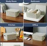 Stackable Storage Baskets With Lid, Plastic Storage Baskets Organizer, Desktop Closet Drawers Organizer