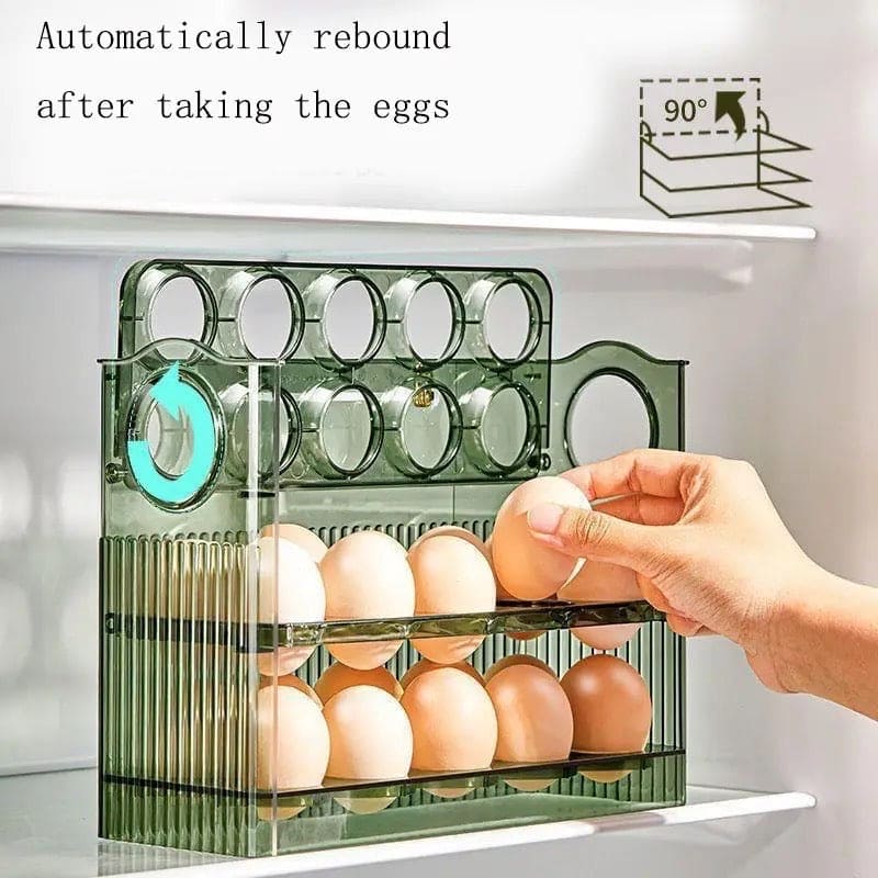 Acrylic Egg Organizer, 30 Grids Egg Storage Box, Egg Fresh Keeping Case, Multi Layer Egg Tray Organizer, Creative Flip Egg Box,  3 Layer Flip Fridge Egg Tray Container, Kitchen Countertop Fresh Egg Storage Container, Folding Egg Tray