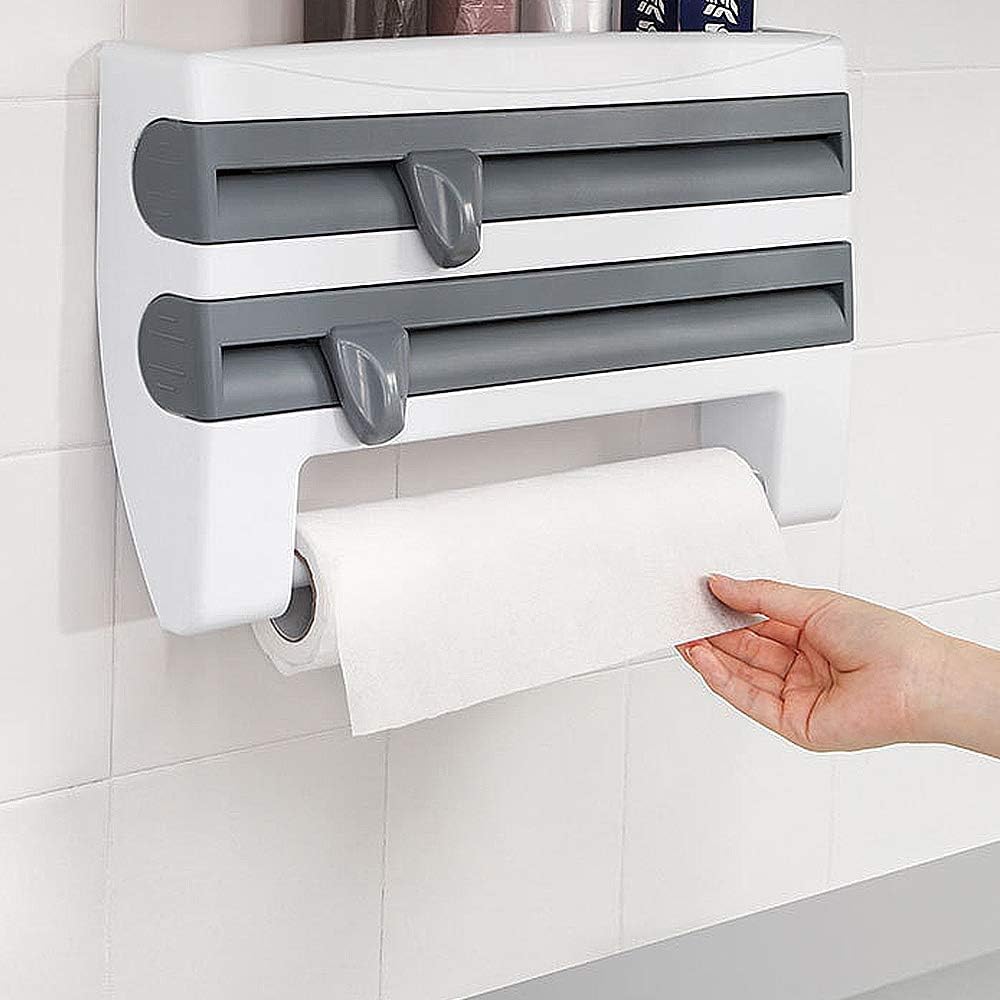 4‑in‑1 Kitchen Paper Dispenser – Wall Mounted Foil, Cling Wrap & Tissue Holder