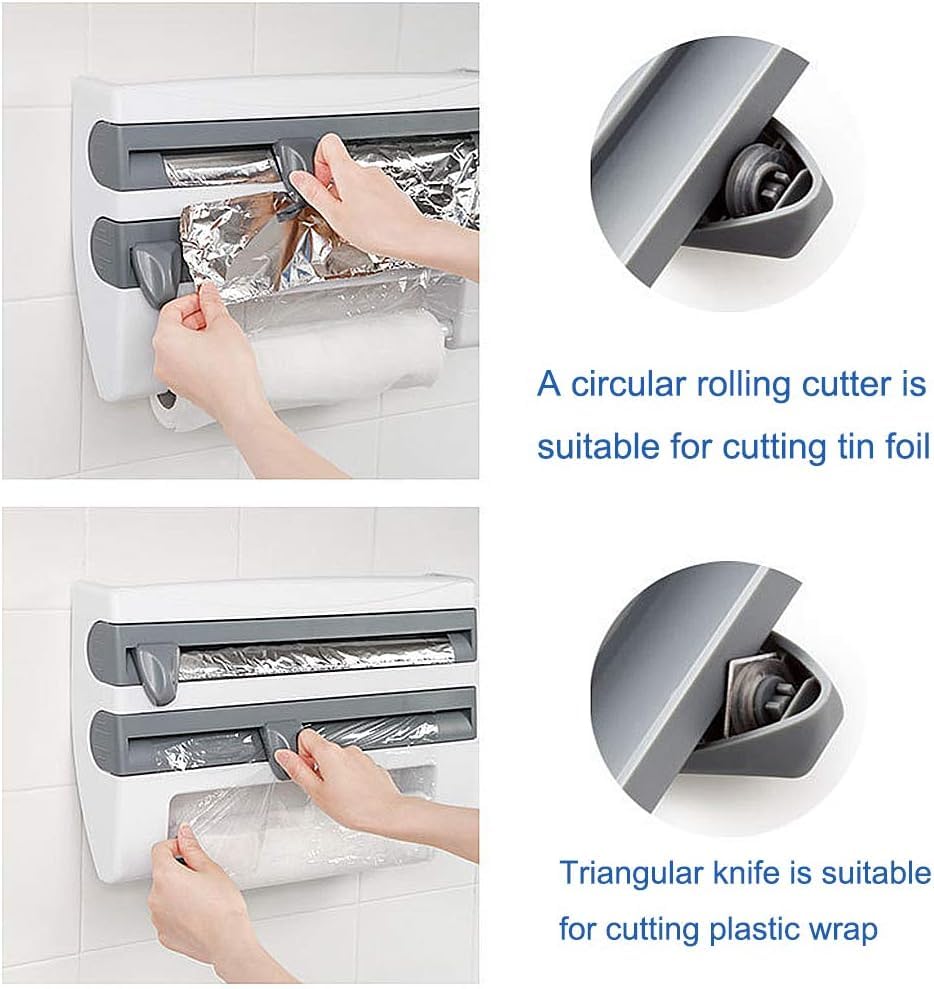 4‑in‑1 Kitchen Paper Dispenser – Wall Mounted Foil, Cling Wrap & Tissue Holder