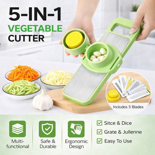 5 in 1 Vegetable Slicer – Multi‑Function Kitchen Cutter with Interchangeable Blades