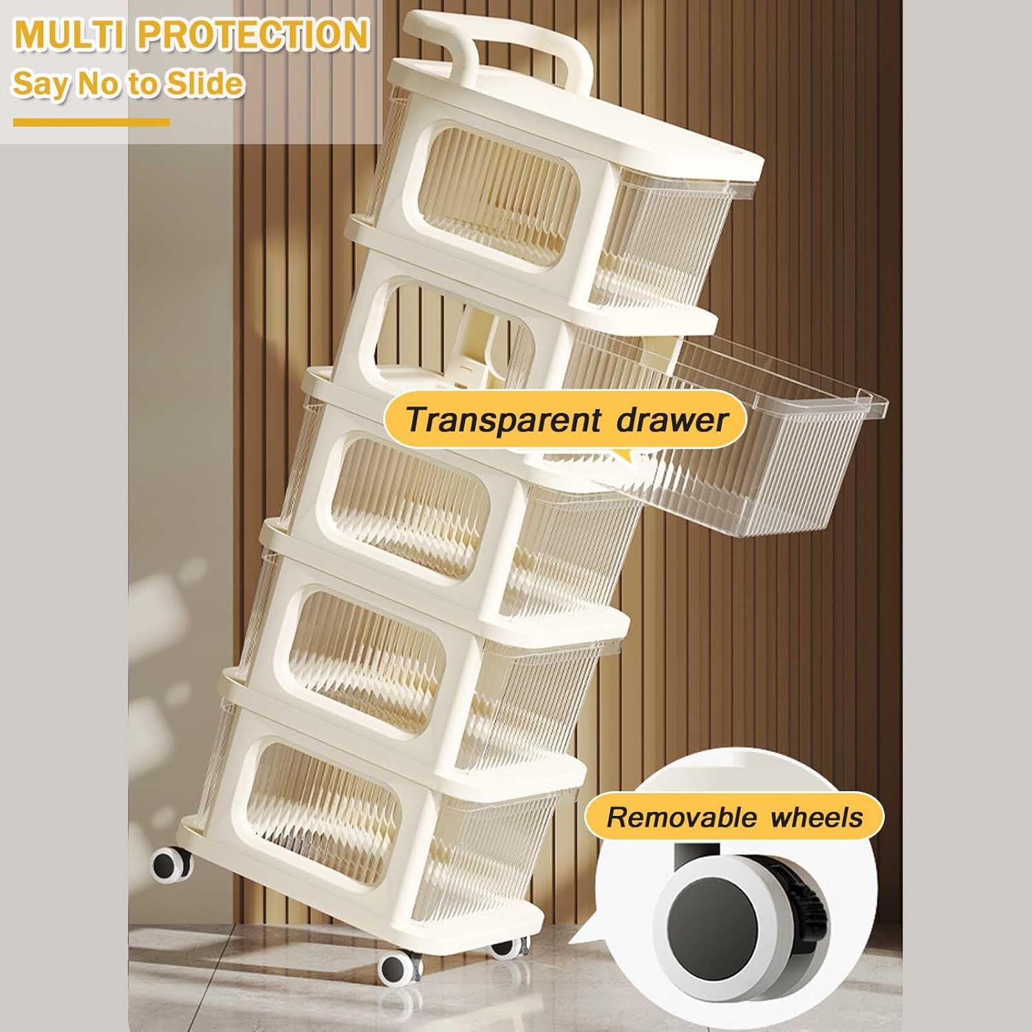 5-Tier Rolling Storage Cart with Drawers | Multipurpose Organizer on Wheels for Home, Office & Beauty Storage