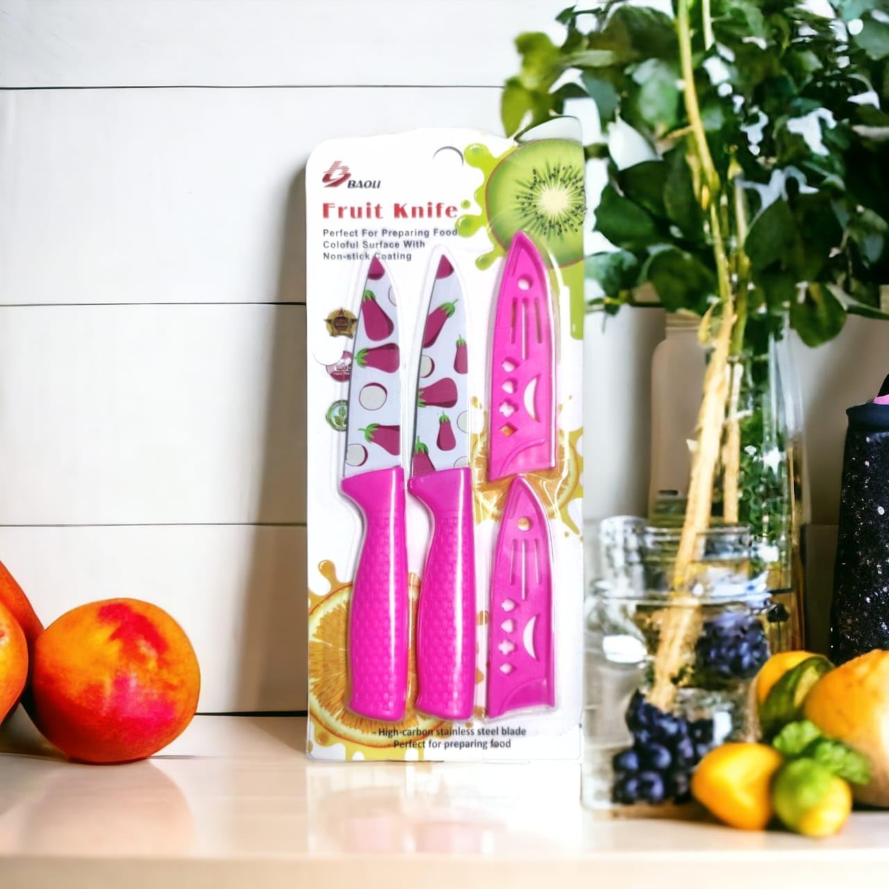 Stainless Steel Fruit Knife, Fruit Design Kitchen Knife, Stainless Steel Fruit Design Knife With Cover