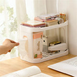 Plastic Desk Shelf, Multifunctional Double Layer Shelve, Multipurpose Kitchen Bathroom Standing Slim Rack, Vertical  Bathroom Countertop Organizer, Countertop Corner Storage Rack