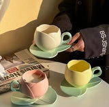 Tulip Ceramic Coffee Cup, Flower Shaped Tea Cup, Flower Coffee Cup With Saucer, Coffee Glass