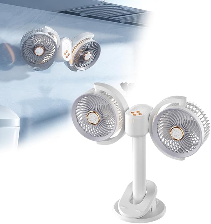 Portable Mini Circulating Fan with LED Display – Rechargeable Long Head Desktop Cooling Fan