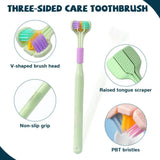 3-Sided Care Toothbrush for Kids & Adults – Soft Bristle 360° Deep Cleaning Toothbrush with Tongue Cleaner
