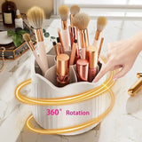 Wave Makeup Brush Organizer, Starry 360° Rotating Makeup Organizer, Cosmetic Organizer Bucket with Visible Cover, Desktop Makeup Brush Storage Bucket, Multifunctional Desktop Stationary Organizer, Dustproof Rotating Makeup Brush Holder