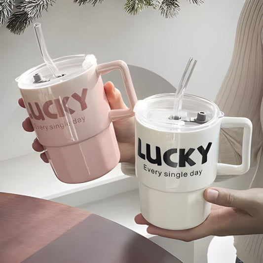 380ml Insulated Cup With Straw, Vacuum Insulated Coffee Mug with Straw, Double Wall Vacuum Tumbler, Stainless Steel Coffee Tumbler