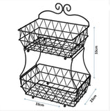 Regular Metal Fruit Basket, 2 Tier Metal Bread Basket, Portable Kitchen Storage Countertops Shelf Rack, Metal Black Fruit And Vegetable Storage Stand