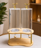 Tabletop Breakfast Cereal Organizer, Royal Deer Cereal Serving Station, Wooden Stand Corn Flakes Dispenser, Elegant Deer Cereal Dispenser