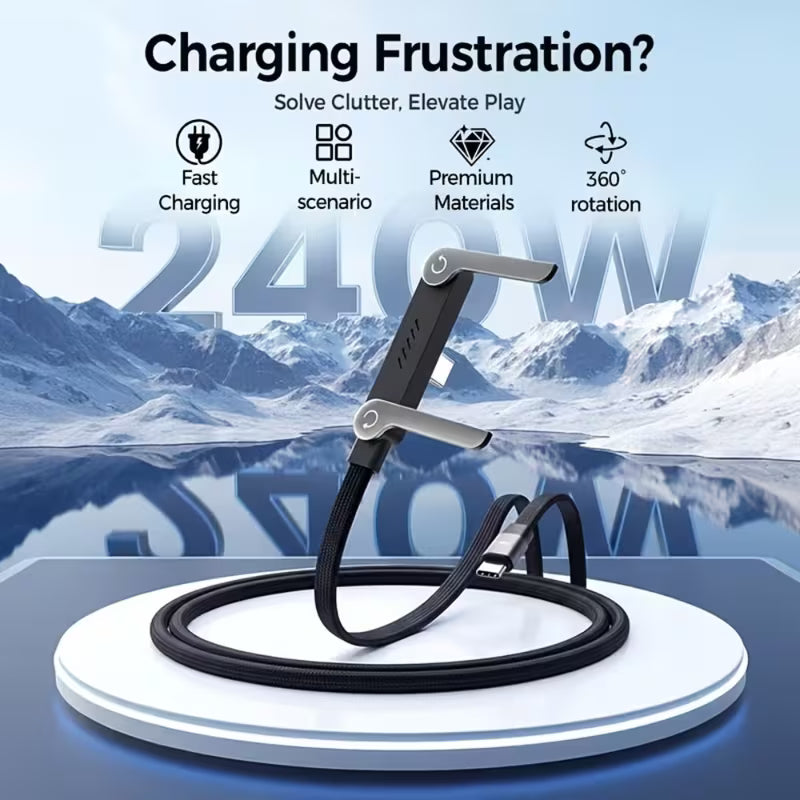 2-in-1 Type-C Fast Charging Cable with Foldable Phone Stand