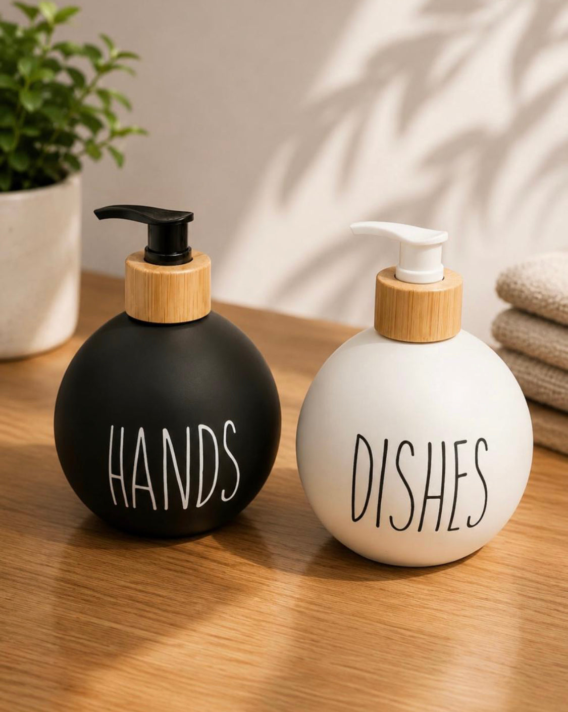 2pcs Bathroom Hand Soap Dispenser With Bamboo Tray, Kitchen Dish Soap Dispenser, Empty Facial Cleanser Refillable Bottle, Hand Sanitizer Press Subpack Bottle
