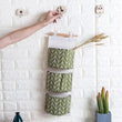 3 Pocket Hanging Storage Bag, Wall Pocket Hanging Holder, Multipurpose Sundry Storage Pocket, Linen Bathroom Toiletry Home Decor Hanging Bag, Creative Cotton And Linen Waterproof Storage Hanging Bag, Wardrobe Door Hanging Storage Bag