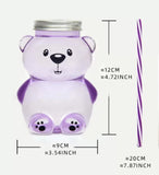 Kawaii Bear Beverage Cup, Plastic Bear Mason Jar Tumbler, Honey Bear Coffee Tumbler, Bear Water Cup With Straw