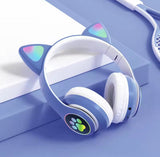 LED Cute Cat Ears Headphones, RGB Wireless Headphones, Sports Gaming Headset