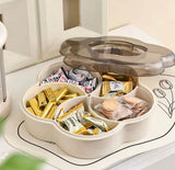 Five Compartments Divided Serving Tray With Lid, Dust Proof Dried Fruit Snack Storage Bowl, Large Capacity Modern Divided Serving Platter Box