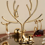 Little Deer Jewellery Organizer, 3 Layer Rotating Necklace Jewelry Box, Light Luxury Heart Desktop Sundries Makeup Organizer, Elegant Decorative Necklace Earrings Bracelet Container, Acrylic Jewelry Display Stand, Large Capacity Striped Box