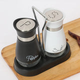 Refillable Salt And Pepper Set, Kitchen Glass Salt And Pepper Dispenser, Salt And Pepper Seasoning With Stand