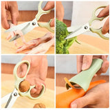 Kitchen Scissor Peelar Set, 3 In 1 Melon Planer, Wovilon Scissor And Peelar, Multipurpose Food Shear, Practical Kitchen Cutting Tool, Heavy Duty Meat Poultry,  Stainless Steel Utility for Ultra Sharp Seafood Herb Serrated
