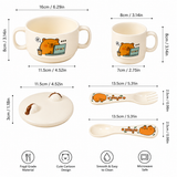 Cute Bear Ceramic Bowl with Spoon Set, Cute Cartoon Kids Mealtime Set, Adorable Kids Feeding Bowl & Spoon, Cute Animal Kids Bowl & Cup Sst