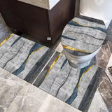 Set Of 3 Bathroom Mat, U-Shaped Contour Mat and Toilet Seat Cover ,Toilet Anti Slip Absorbent Rug, Pebbles Bathtub Decor Carpet, Soft Non Slip Cobblestone Mat, Memory Foam Pebble Shower Mat, Quick Drying Bathroom Mat