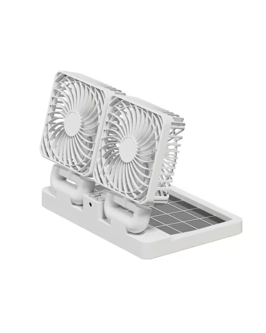 Rechargeable Dual Solar Fan, Small Cooling Ventilator, Rechargeable Outdoor Fan