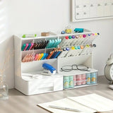 Slop Desktop Storage Box With Drawer, Classify Drawer Type Storage Box, 6 Compartment Multipurpose Organizer With Drawer, Rounded Corners Desk Stationary Organizer, Office School Inclines Desk Pen Organizer