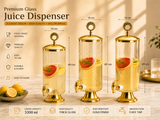 Vintage Style Glass Juice Dispenser, Crystal Glass Beverage Dispenser With Gold Faucet, Premium Glass Beverage Server