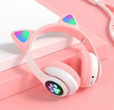 LED Cute Cat Ears Headphones, RGB Wireless Headphones, Sports Gaming Headset